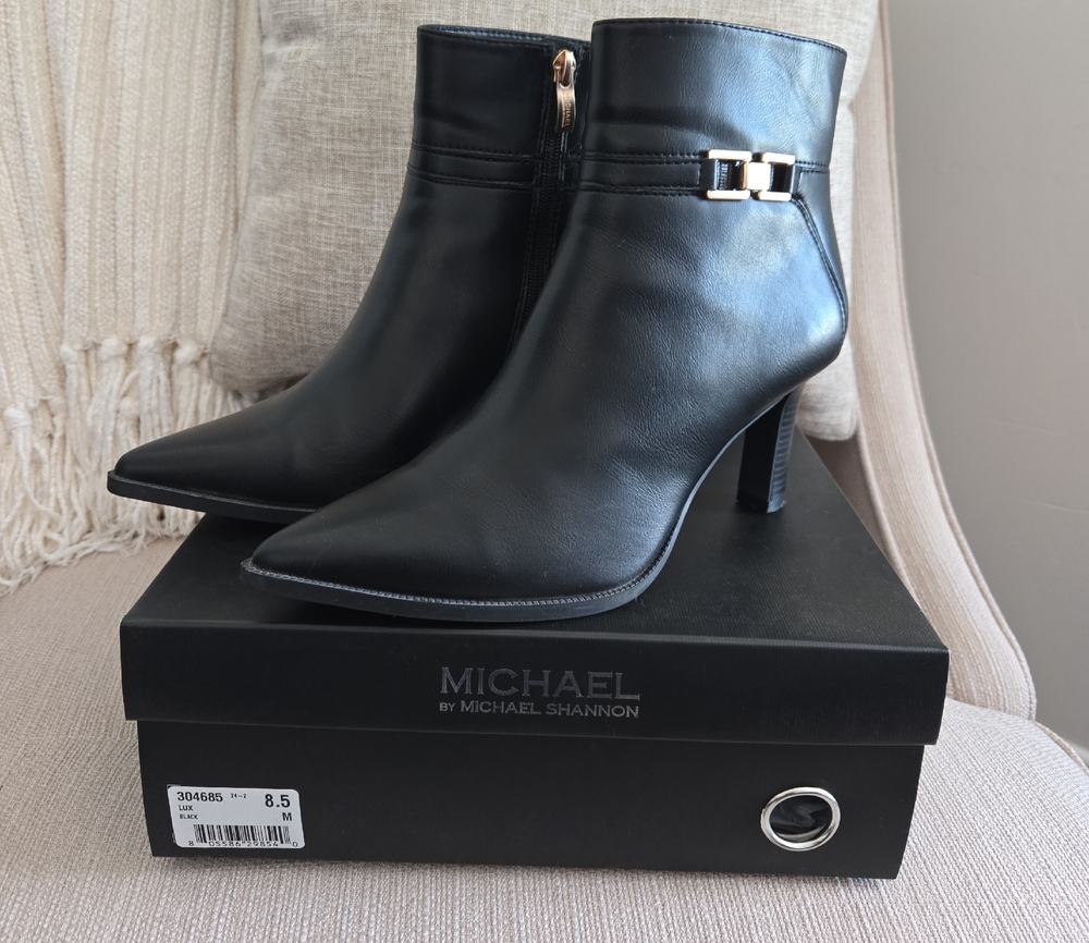 MICHAEL SHANNON LUX BLACK Zip Ankle Boot 8.5